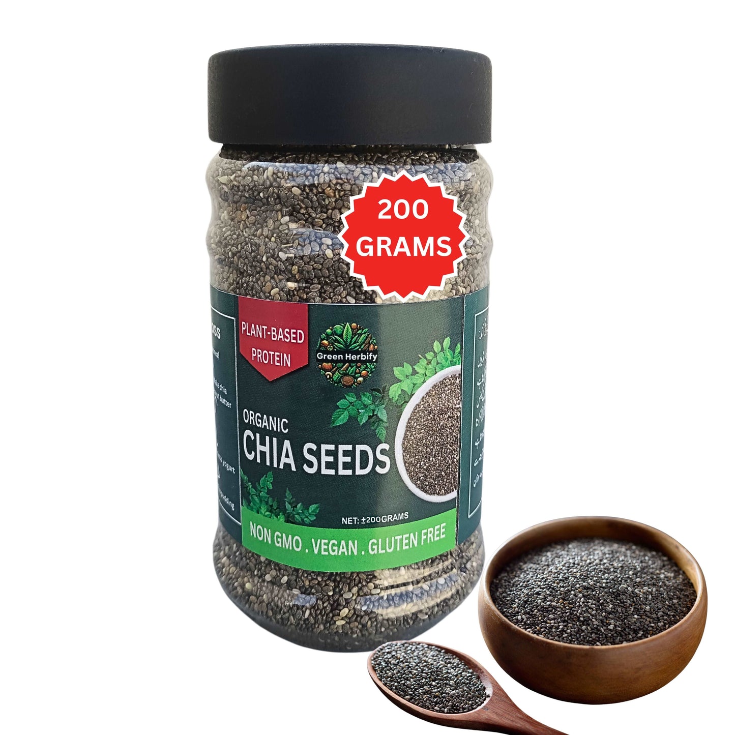 Organic Chia Seeds For Weight Loss (200g) Herbal Product Green Herbify 